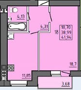 план 1 комнатной квартиры на Чучева 46-2