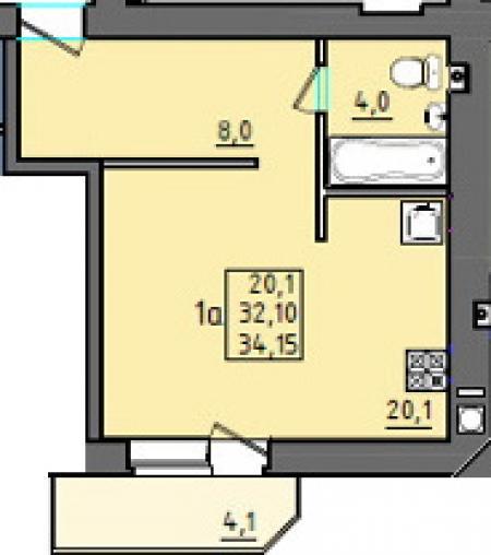 план 1 комнатной квартиры на Чучева 46-2